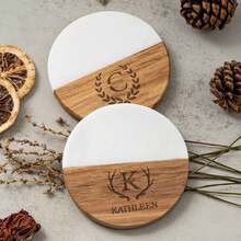 Customized Engraved Marble Pattern Wooden Coasters Set, Personalized Gift Coasters, Housewarming Gift, Wedding Gift, Anniversary Gift, Durable, Decorative, Reusable, Multi-Functional, Stylish, High Quality, Customizable, Personalized, Unique, Ideal Gift For Him, Ideal Gift For Her - Multicolor - View 8