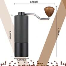 SOKANY Penggiling Kopi Manual Premium dari Baja Tahan Karat dengan Pegangan Bertekstur Pola Kisi, Desain Ergonomis, Cocok untuk Penggunaan di Rumah dan Kantor, Tidak Membutuhkan Listrik, Tahan Lama dan Mudah Dibersihkan, Aksesori Kedai Kopi - Hitam - View 2