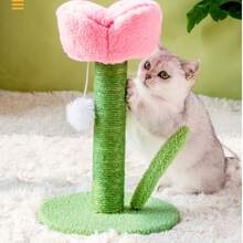 1pc Tulip Shaped Cat Scratching Board With Sisal Rope, Pet Cat Scratching Post Toy - Multicolor - View 6