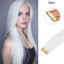 Mini Tape-In Synthetic Hair Extensions 24 Inch 10 Pieces Straight Hair Invisible Glue Colorful Tape-In Hair Extensions Suitable For Halloween Cosplay Costume Fashion Party Christmas New Year Gift - Multicolor - View 24