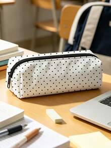 Campus Style Polka Dot Pencil Case/Stationery Storage Bag - Multi-Functional Large Capacity Design, Suitable For Storing Office Supplies, Creative Multi-Purpose Pen Holder Or Portable Travel Makeup Bag, Ideal For Students, Teachers, Back To School Season, Learning Supplies, Teacher's Day Gift, School Essentials, Back To School Must-Haves, Suitable For Office And Home Settings. (Pattern Printing Random, Please Refer To The Actual Product) - Multicolor - View 8