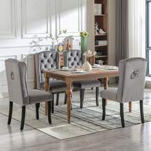 Grey Dining Chairs Set Of 2 With Oak Legs - 灰色 - 查看 4