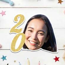 UNICCUT Custom Birthday Photo With Gold Age Number Sticker Personalized Face Photo Label Sticker Birthday Party Decoration Gift Card, Gift Decoration Label - Multicolor - View 17