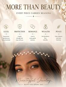 outingfit 1pc New Rhinestone Hair Chain, Fashion Shiny Crystal Bridal Headpiece Hair Accessory - Gold - View 5