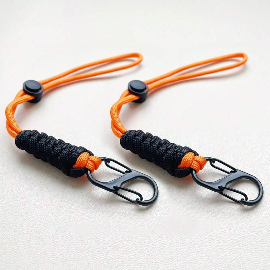 1pc/2pcs Outdoor Hand Woven Keychain Wrist Rope, Outdoor Hanging Buckle, Car Key Hanging Rope.Can Be Hang Tools Such As Knives, Key, Mini Flashlights, Scissors, Etc.Braided Lanyard Key Chain.Essential Accessories For Outdoor Use