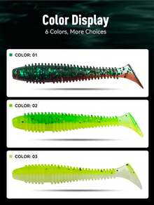 KINGDOM 20pcs T-Tail Soft Fishing Lure, 35mm/45mm/55mm/65mm PVC Soft Bait Sinking Swimbait, Flexible Tail Artificial Bait For Bass Trout Pike Perch Fishing Tackle Freshwater & Saltwater - Multicolor - View 10