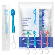 5-In-1 Mini Disposable Toothbrush With Pre-Applied Toothpaste | Waterless Disposable Toothbrush With Toothpaste, Floss, Tongue Scraper And Toothpick, Suitable For Travel, Hotel, Camping, 26pcs - Multiple Flavors/various Styles - View 1