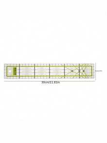 1pc 5x30cm Acrylic Sewing Ruler, Transparent Sewing Ruler With Green & Black Markings, 45 Degree Angle Line For Fabric Cutting, DIY Handmade Sewing Patchwork Measuring Tool - Rectangular Sewing Ruler - View 2