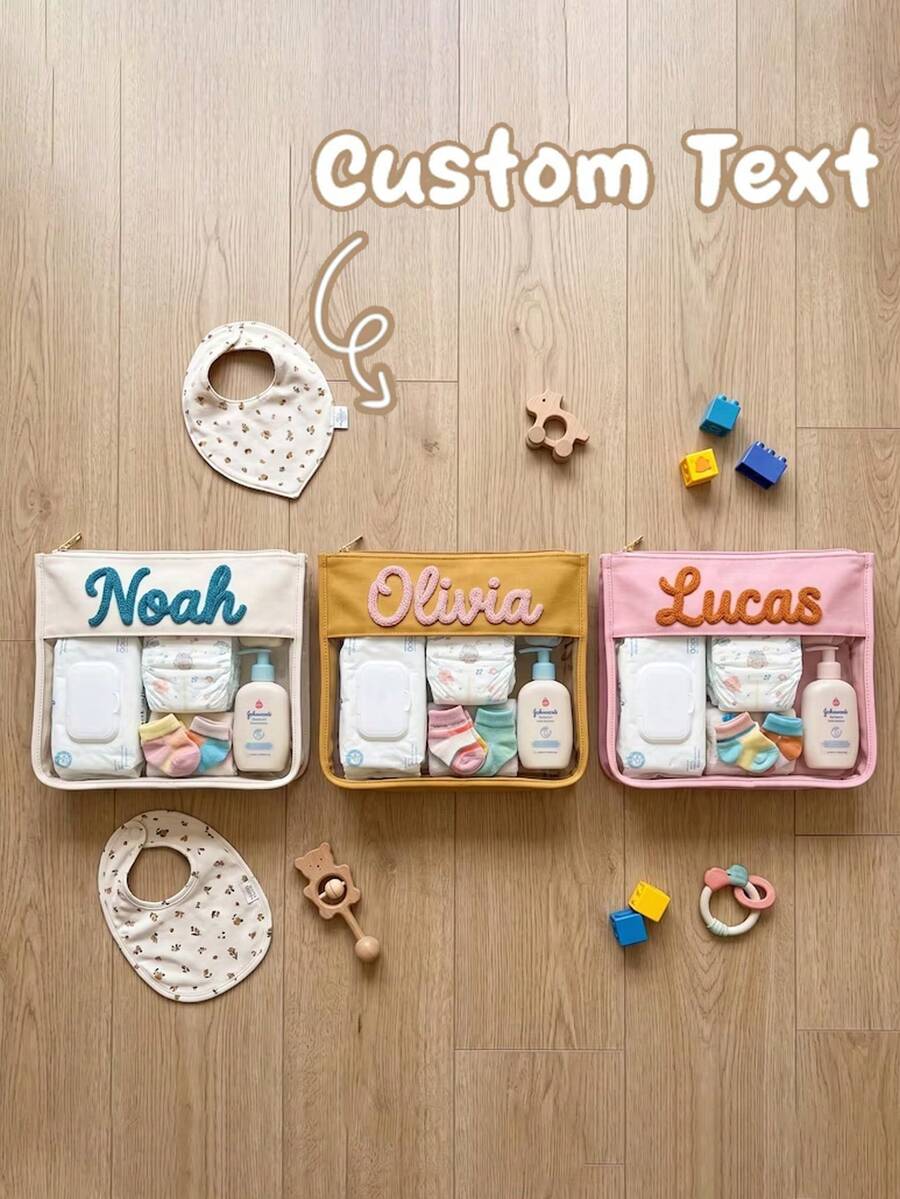 Custom Made Toiletry Bag Diaper Bag, Custom Baby Storage Bag, Portable Travel Toiletry Bag With Large Capacity Newborn Travel Bag, Baby Shower Gift - Multicolor - View 1