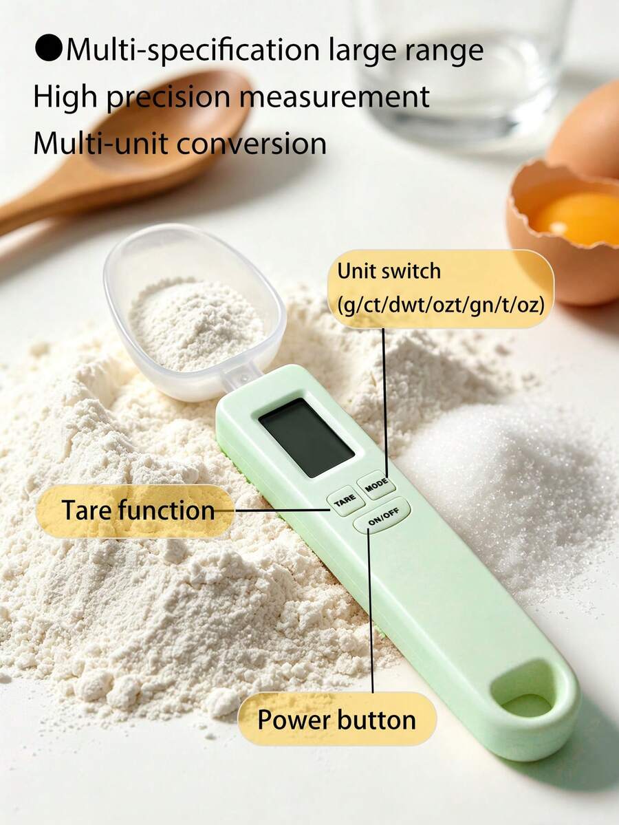 Handheld Electronic Scale With 500g Measuring Spoon, Supports Multiple Unit Selection. Available In Two Colors. LED Display, Suitable For Weighing Pet Food, Preparing Kitchen Ingredients, Etc. Batteries Not Included. - Electronic scale spoons - View 1