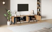 Rustic Brown TV Stand - TV Cabinet With Door And Open Shelf - Up To 80 Inch Compatible - Black and Brown - 查看 7
