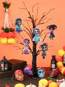 Acrylic Skull Pendant, Suitable For Day Of The Dead, Halloween, Carnival, Christmas Party Decorations, Home And Window Decorations, Office Decorations, Classroom Decorations, With Gold Wire, Suitable For Homes And Schools For Halloween. - One Size - View 6