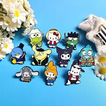 1pc Cute Cartoon Sanrio Brooch Pin, Halloween & Christmas Metal Badge, Hello Kitty Brooch, Soft & Sweet Cat Alloy Bag Accessory Pin - Multicolor - View 2