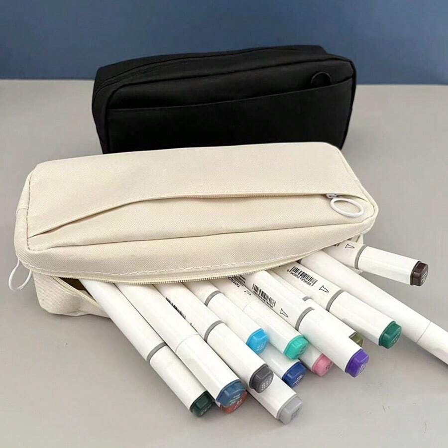 1/2pcs Double Layer Large Capacity Oxford Cloth Pencil Case, Made Of Durable Oxford Fabric, Double Layer Design Provides Ample Storage Space For Pencils, Pens, Erasers, Rulers And Other Stationery. Multi-Functional Use, Cute Multi-Functional Storage Bag, Pencil Case, Back To School, Learning Supplies - A - View 1
