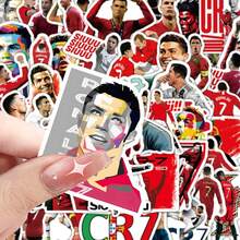 FIFA 50pcs Cristiano Ronaldo Football Stickers, Football Player Portrait, #7 Jersey And Celebration Action Stickers, Suitable For Scrapbook DIY Crafts - Multicolor - View 4