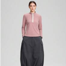 Phenix Outdoor Knit Long Sleeve T-Shirt Unisex 2025FW Anti-Static Stand Collar Fleece Top - Dusty Pink - View 2