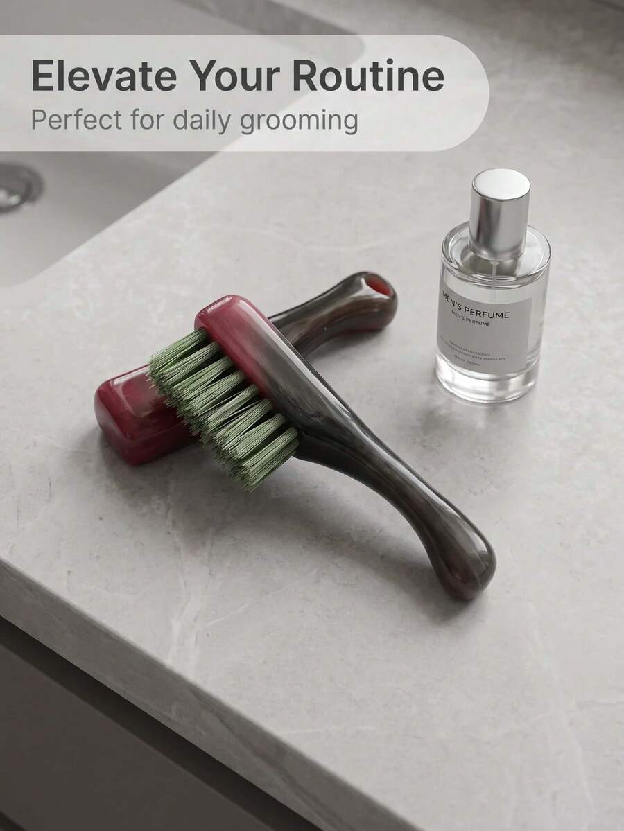 Mini Bartbürste mit Griff aus Massivholz, kompaktes Bartpflege-Tool, tragbares Styling-Accessoire für Männer zur Gesichtsbehaarung, für Salon, tägliche Anwendung zu Hause und Reisen - Bartbürste - Übersicht 1