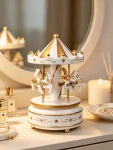 1pc 2D Flat Rotating Carousel Music Box Acrylic Decorative Ornament, Cake-Shaped Decor, Suitable For Living Room, Bedroom, Office, Home Desktop Display, Perfect Gift - 1PC - View 4