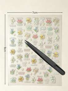 1 Set Decorative Stickers, Phone Stickers, Stickers For Laptop, Elegant Floral Bouquet Printed Aesthetic Decals Comes With Tweezers For Laptop Camera Earphone Case Decoration - Dopamine Floral - View 7