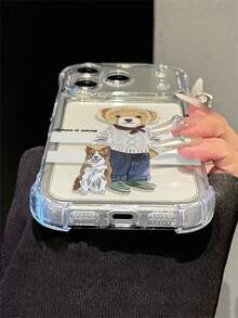 4-Corner Air Cushion Shockproof Transparent Phone Case, Knitted Sweater Printed By Corgi Dog And Autumn Teddy Bear, Soft TPU Transparent Protective Case With "Autumn Is Coming", Scratch Resistant Cute Cartoon Phone Case, Cute Autumn Gift, Suitable For IPhone 18/18 Pro/18/Pro Max17 Pro Max/17 Air/17/16 Pro Max/16/15 Pro Max/15/14/13/12/11 Series - Multicolor - View 4