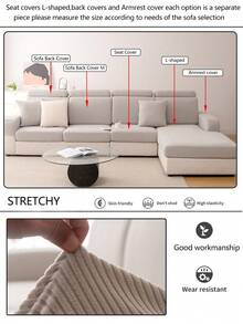 1pc Elastic Thickened Comfortable Fleece Sofa Cover, Non-Slip Full Coverage Sofa Seat Cover, All-Season Universal Sofa Cushion Cover, Fabric Thickened Sofa Cover Cloth, Machine Washable, Dust-Proof, Dirt-Resistant, Home Decor, Pet-Friendly Protective Cover, Light Gray Fresh Room Decoration, Adjustable Corner Sofa Cover Suitable For Bedroom, Office, Living Room Combination And L-Shaped Sofa Blanket And 1234 Seat Covers - Light Grey - View 12