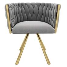 Set Of 4 Dining Chair Space Grey Gold Velvet - 灰色 - 查看 10