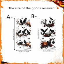 1/2pcs Dark Gothic Raven Skull Halloween Window Sticker, Double-Sided Visible PVC Electrostatic Adsorption Glass Sticker, Suitable For Bars, Cafes, Shops, And Home Decoration. - Multicolor - View 10