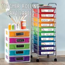 12 Pieces Rolling Storage Cart Labels 10 Drawer Rolling Storage Cart Label Boho Classroom Decor For Teacher Office School Classroom Organization - White - View 6