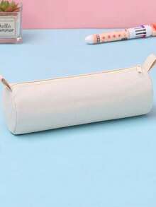 Solid Color Round/Rectangular Oxford Cloth Pencil Case, Minimalist Zipper Stationery Bag, Large Capacity Pencil Box, Portable Storage Tube, Durable Storage Bag - Multicolor - View 10