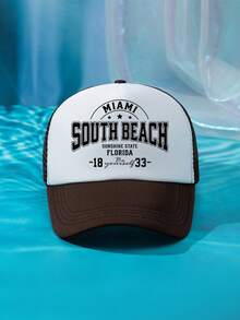 1件裝 男士 SOUTH BEACH 1833 綠色多色印花個性化戶外休閒時尚沙灘露營防曬透氣網眼可調尺寸棒球帽卡車帽禮物，適合日常配戴 - D - 查看 27