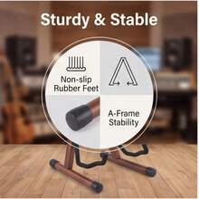 Guitar Stand | Solid Wood Walnut Color - Instrument Guitar Stand, Adjustable Floor-To-Floor A Cross Stand, Suitable For Original Sound Electric Guitar, Ukulele, Cello, Mandolin, Banjo, Foldable Guitar Stand, A Must-Have Gift For Instrument Guitar - Camel - View 3