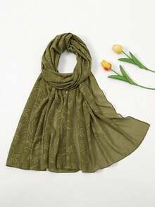 1pc Solid Color Pearl Chiffon Headscarf Lace Trim Long Scarf - Multicolor - View 20
