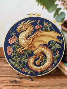 1PC 20*20cm/7.9*7.9in,Evening Theme: Animals And Fairies Embroidery Kit, DIY Handmade Embroidery Set For Adult Beginners, Home Gift, Women's Sewing Gift, Including User Manual, Printed Pattern Fabric, Embroidery Frame, Needle And Thread. - Animals and Fairies - View 7