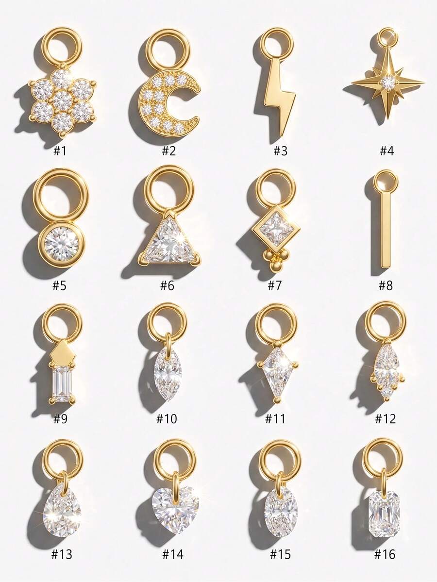 1件 925純銀精緻星月馬眼形耳釘穿孔吊墜 DIY 耳環環扣飾品,手工珠寶配件,日常配戴 - 金色 - 查看 1