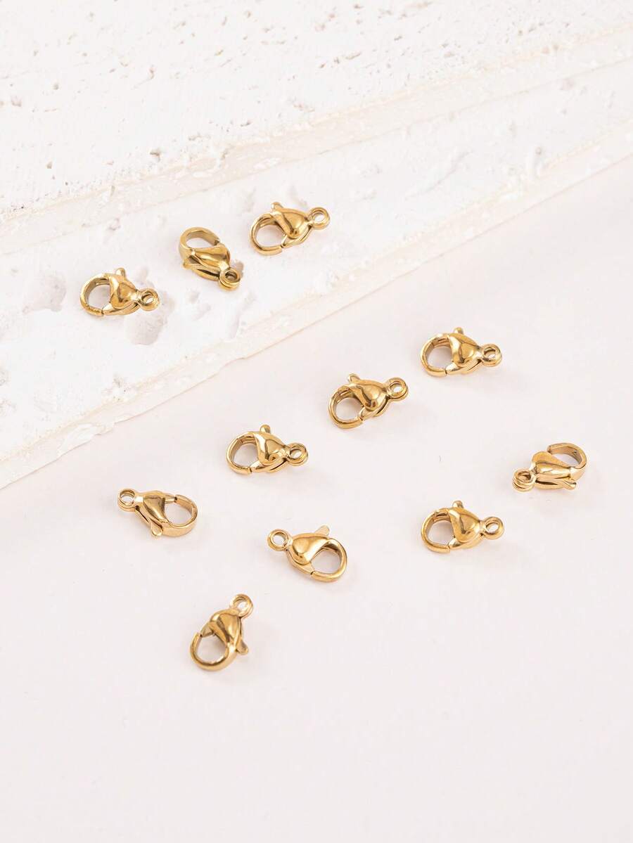 10/20 Pcs/Set Stainless Steel Lobster Clasps, Durable DIY Jewelry Making Accessories For Necklace Bracelet Anklet Repair & Craft - Multicolor - View 1
