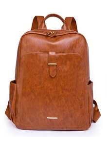 Fashionable Women's Large Capacity Laptop Backpack For Travel And Commute, Student Backpack, Street Style - Brown - View 2