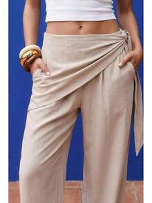 Men Plus Size Suit Pants - Beige - View 4
