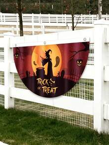 Creative Printed Halloween Semi-Circle Fan-Shaped Hanging Banners, Outdoor Fence Porch Party Venue Decoration Props, American Yard Atmosphere Decor, Holiday Gift For Family - Multiple Styles - View 12