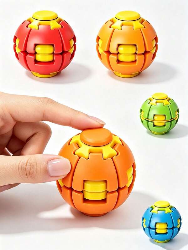 Press-To-Spin Stress Relief Fidget Ball,360° AutoRotate & TransformingRotating Spinner, 3DPrinted SensoryDesk Toy, Portable Anxiety ReliefHandToy For Focus Office Home Trave