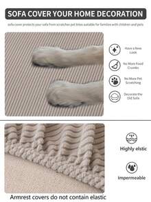 1pc Elastic Thickened Comfortable Fleece Sofa Cover, Non-Slip Full Coverage Sofa Seat Cover, All-Season Universal Sofa Cushion Cover, Fabric Thickened Sofa Cover Cloth, Machine Washable, Dust-Proof, Dirt-Resistant, Home Decor, Pet-Friendly Protective Cover, Light Gray Fresh Room Decoration, Adjustable Corner Sofa Cover Suitable For Bedroom, Office, Living Room Combination And L-Shaped Sofa Blanket And 1234 Seat Covers - Light Grey - View 10