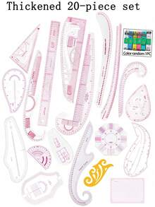 PIN Clothing Sewing Ruler Set, Garment Design Pattern Making Ruler, Cutting Measuring Ruler, Curved Ruler, Button Ruler, Arc Ruler, Soft Tape Measure, Pattern Making Ruler (Random Color Tape Measure) - Transparent - View 12