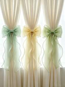 1/2pcs Bow Curtain Tiebacks, French Silk Elegant Lace Ribbon Hooks, No Drilling Installation, Suitable For Wedding, Baby Shower, Birthday, Bedroom Decor - Multicolor - View 7