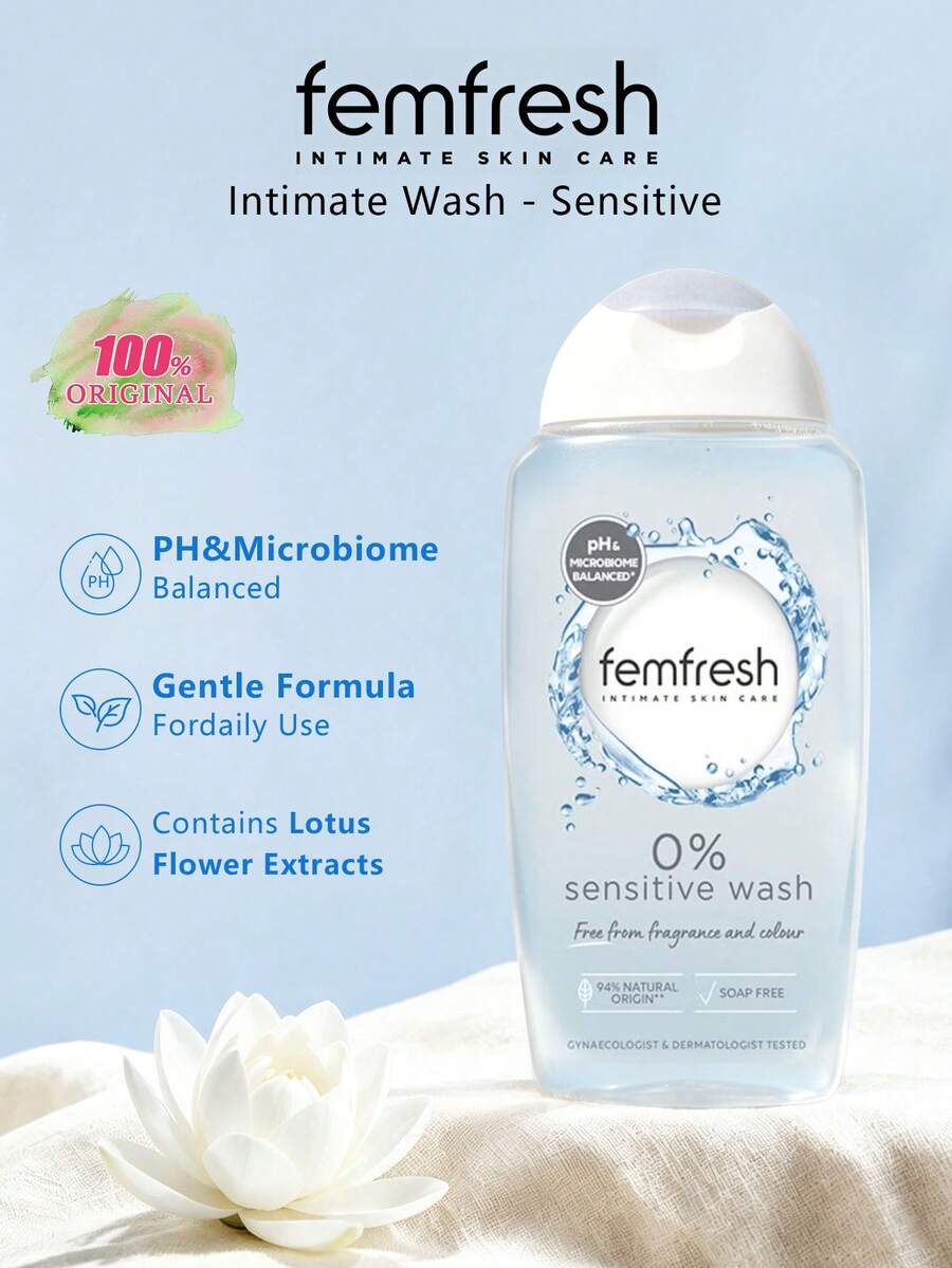 Femfresh Intimate Wash, PH-Balanced Gentle Cleansing, Low-Allergy Mild Formula, Odor Protection, For Sensitive Skin, Refreshing & Soothing, For Daily Use, 250ml/8.45 Fl.Oz