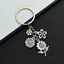 1pc Fashion Sunflower Keychain, Alloy Metal Key Ring, Jewelry Gift For Friends/ - View 2