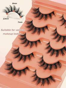 5 Pairs Fox Eye False Eyelashes, 3D Fluffy Wispy Faux Mink Lashes, Light Weight Soft Band Reusable Fake Eyelashes, Eye‑End Elongated Lash For Dating, Party, Photoshoot, Various Makeup Styles - Black - View 4