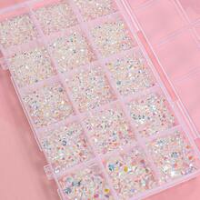 6000pcs Resin Transparent Rhinestones, Flat Back Jelly Rhinestones, Mixed Colors & Sizes Shiny Crystals, With Pickup Tool, Suitable For DIY Crafts, Clothing, Tumblers, Mugs, Shoes, Fabrics - Naked AB - View 4