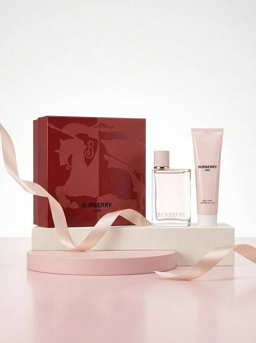 Burberry Her 2 Pcs Set For Women (EDP 1.6oz+2.5oz Body Lotion) 1.6oz/50ml+2.5oz/75ml - Perfume For Long Lasting Suitable For Birthday, Office, Gift, Daily Use - EDP 2 Pcs Set - View 1