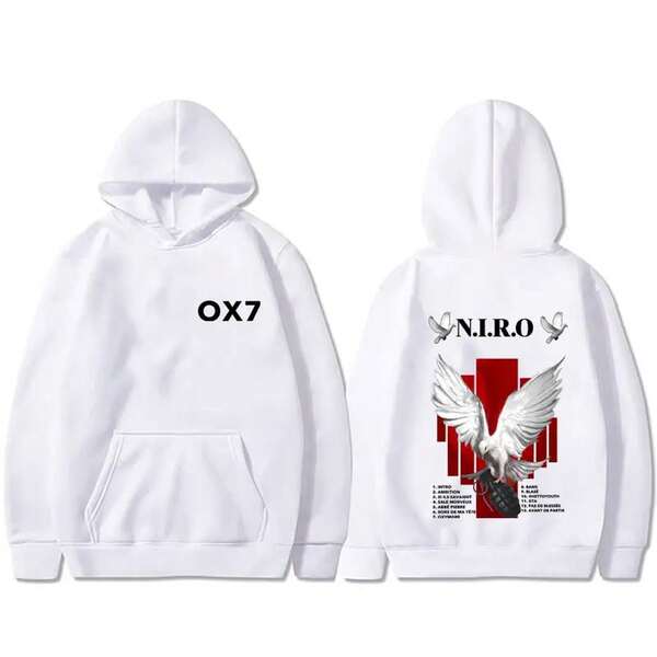Sweat à capuche Rapper Niro OX7 Album, impression double face, mode homme femme, hip-hop, survêtement à capuche, décontracté, surdimensionné, en polaire, streetwear, essentiels.