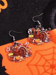 1 Pair Creative Unique Funny Quirky Exquisite Shiny Turkey Acrylic Earrings, Women's Daily Holiday Party Gift Jewelry - Multicolor - View 4
