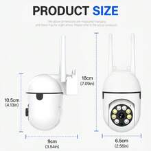 1pc Outdoor Wireless Security Camera, 360° Omnidirectional Monitoring, AI Human Detection, Color Night Vision, 355° Horizontal Rotation & 90° Vertical Tilt - White - View 2
